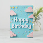 Dreamy Clouds Geburtstagkarte (Stehend Vorderseite)