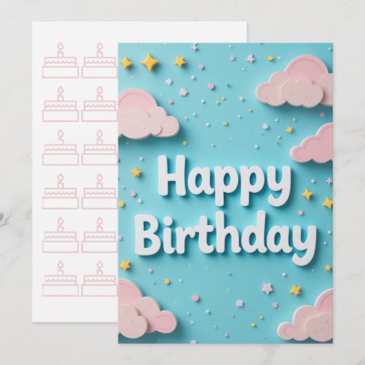 Dreamy Clouds Geburtstagkarte (Vorne/Hinten)