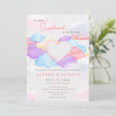 Dreamy Clouds Little Sweetheart Coed Baby Dusche Einladung (Stehend Vorderseite)