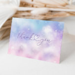 Dreamy Clouds Stars Brautparty Danke Karte<br><div class="desc">Benutzen Sie diese romantische und traurige Dankkarte,  um den Gästen zu danken,  die an Ihrem Braut oder Polterabend teilgenommen haben. Mit Aquarellbild des rosa,  lila und blauen Himmels mit Sternen und Wolken.</div>