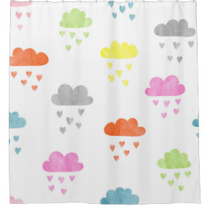 Dreamy Clouds: Wasserfarbener Herzrain Duschvorhang