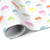 Dreamy Clouds: Wasserfarbener Herzrain Geschenkpapier (Rolleneckpunkt)
