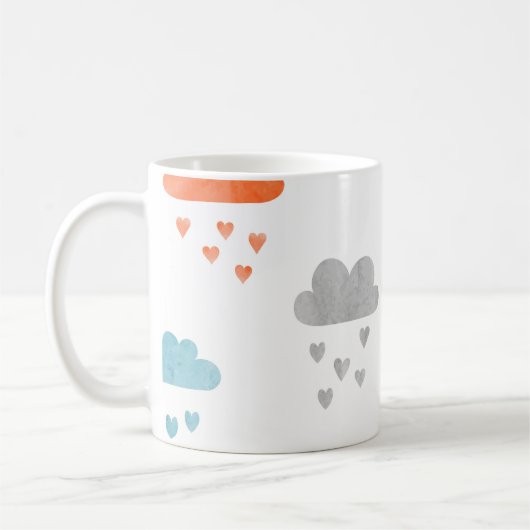 Dreamy Clouds: Wasserfarbener Herzrain Kaffeetasse (Links)