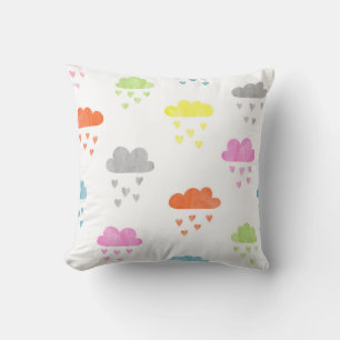 Dreamy Clouds: Wasserfarbener Herzrain Kissen
