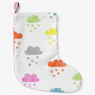 Dreamy Clouds: Wasserfarbener Herzrain Kleiner Weihnachtsstrumpf