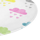 Dreamy Clouds: Wasserfarbener Herzrain Schneidebrett (Ecke)