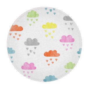 Dreamy Clouds: Wasserfarbener Herzrain Schneidebrett