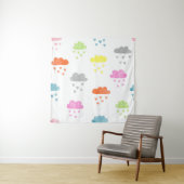 Dreamy Clouds: Wasserfarbener Herzrain Wandteppich (Beispiel)