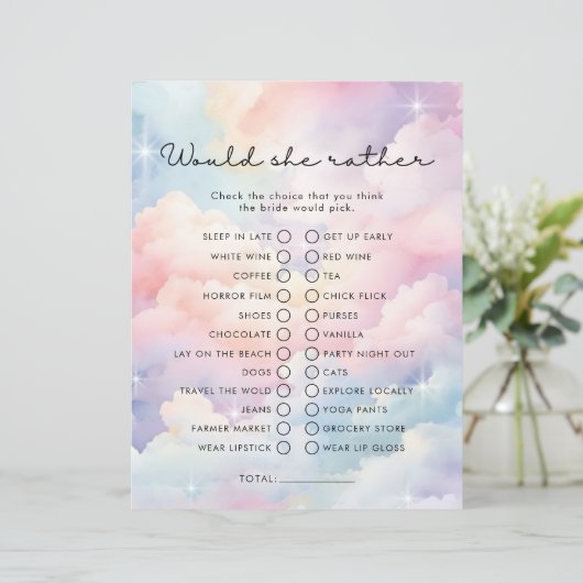 Dreamy Clouds würde sie eher Brautparty Game (Stehend Vorderseite)