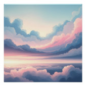 Dreamy Cloudscape Horizon | Soft Pink and Blue Sky Poster (Vorderseite)