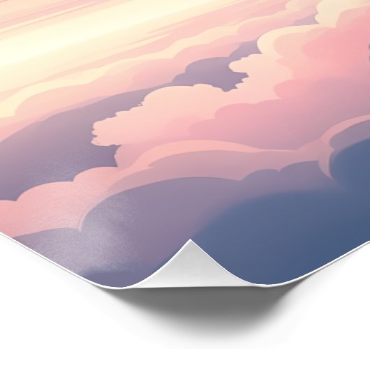 Dreamy Cloudscape Horizon | Soft Pink and Blue Sky Poster (Ecke)