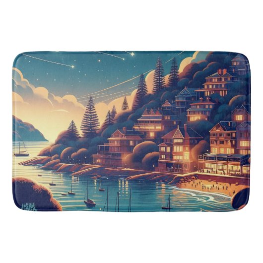 Dreamy Coastal Night Badematte (Vorderseite)