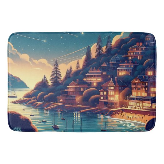 Dreamy Coastal Night Badematte (Vorderseite)
