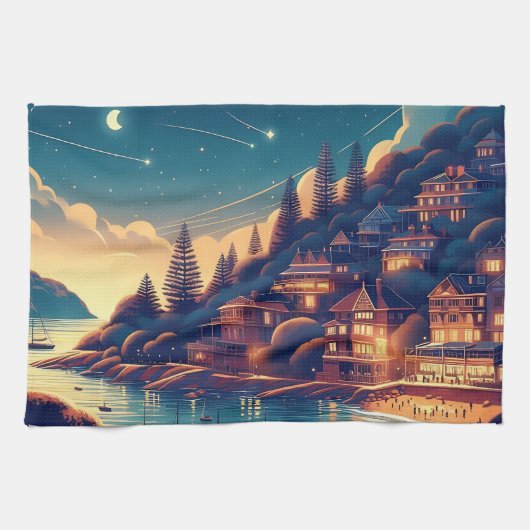 Dreamy Coastal Night Geschirrtuch (Horizontal)