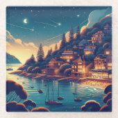 Dreamy Coastal Night Glasuntersetzer (Vorderseite)