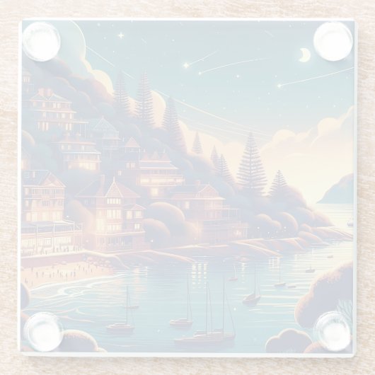 Dreamy Coastal Night Glasuntersetzer (Rückseite)