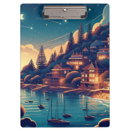 Dreamy Coastal Night Klemmbrett