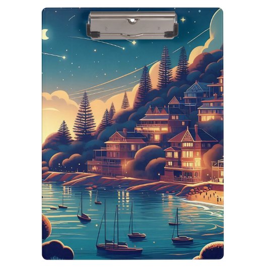 Dreamy Coastal Night Klemmbrett (Vorderseite)