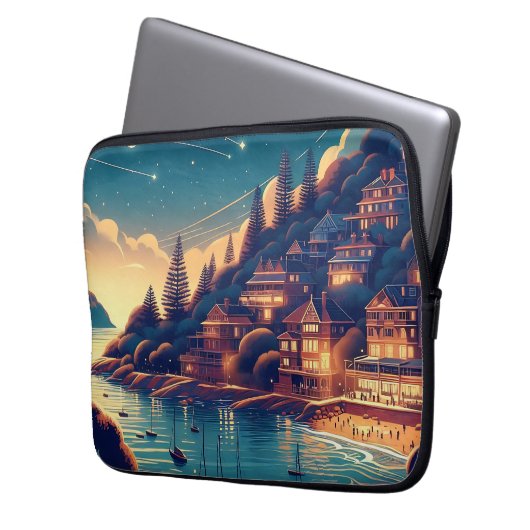 Dreamy Coastal Night Laptopschutzhülle (Vorderseite Links)