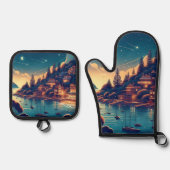 Dreamy Coastal Night Ofenhandschuh & Topflappen-Set (Vorderseite)