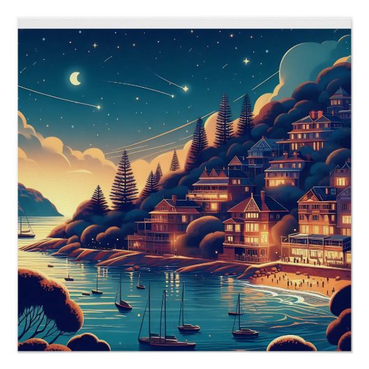 Dreamy Coastal Night Poster (Vorderseite)