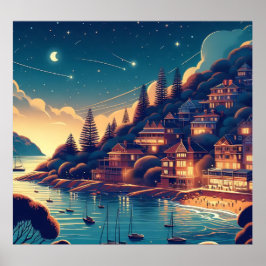 Dreamy Coastal Night Poster