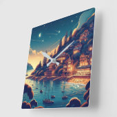 Dreamy Coastal Night Quadratische Wanduhr (Winkel)