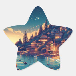 Dreamy Coastal Night Stern-Aufkleber