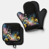 Dreamy Colorful Daisies Ofenhandschuh & Topflappen-Set (Vorderseite/Rückseite)