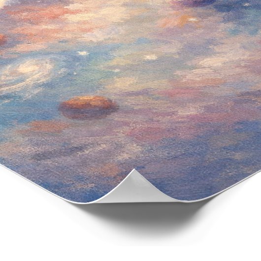 Dreamy Cosmic Art Poster – Impressionistic Planets (Ecke)
