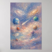 Dreamy Cosmic Art Poster – Impressionistic Planets (Vorne)