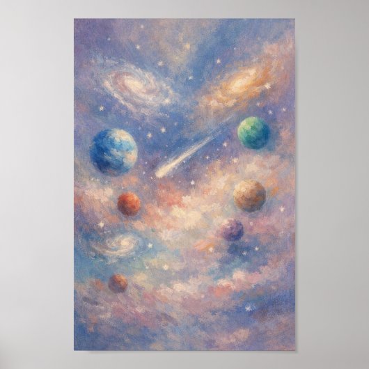 Dreamy Cosmic Art Poster – Impressionistic Planets (Vorne)