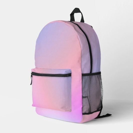 Dreamy Cotton Candy Pastel Gradient Bedruckter Rucksack (Rückseitige Ecke Rechts)