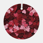 Dreamy Crimson Cascade Heart Confetti Ornament Aus Glas (Rückseite)