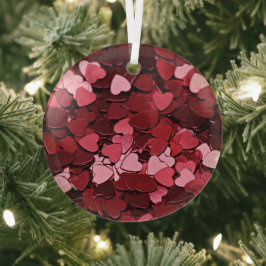 Dreamy Crimson Cascade Heart Confetti Ornament Aus Glas