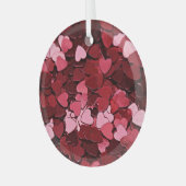 Dreamy Crimson Cascade Heart Confetti Ornament Aus Glas (Vorderseite links)