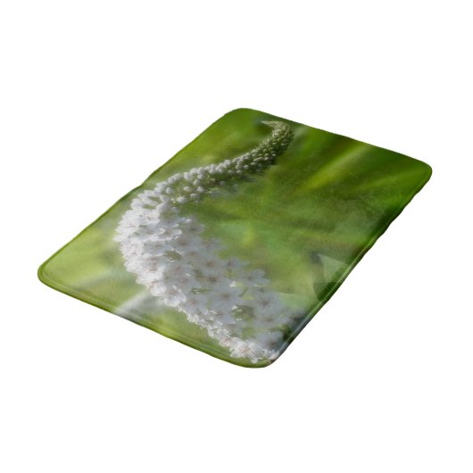 Dreamy Curling White Blume Badematte (Schrägansicht)