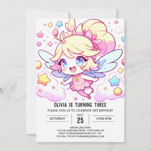 Dreamy Custom Fairy Birthday Einladung (Vorderseite)
