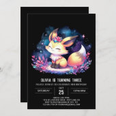 Dreamy Custom Fox Geburtstag digital Einladung (Vorne/Hinten)