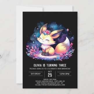 Dreamy Custom Fox Geburtstag digital Einladung