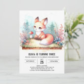 Dreamy Custom Fox Geburtstag digital Einladung (Stehend Vorderseite)