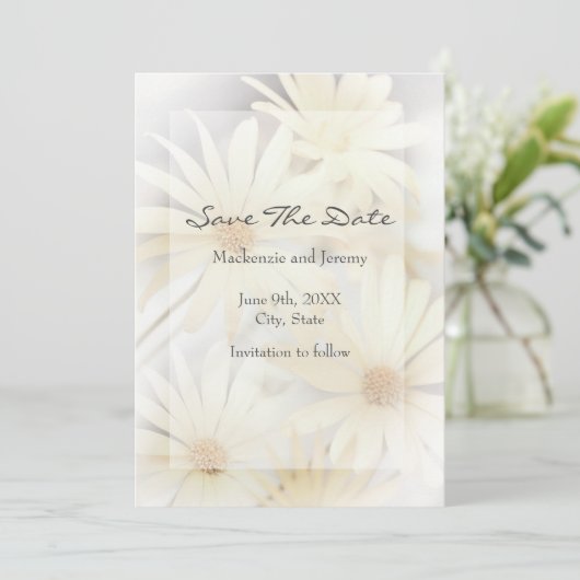 "Dreamy Daisies 2" Save the Date (Stehend Vorderseite)