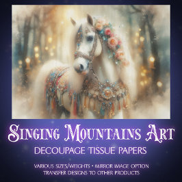 Dreamy Decorated Fairytale Horse Decoupage Seidenpapier
