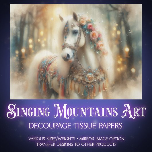 Dreamy Decorated Fairytale Horse Decoupage Seidenpapier
