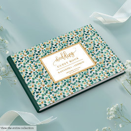 Dreamy Deep Green und Gold Wedding Guest Book Gästebuch