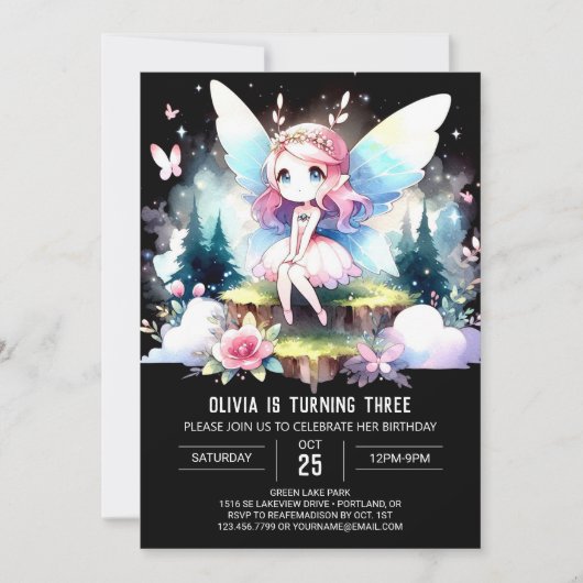 Dreamy Design Fairy Birthday Einladung (Vorderseite)