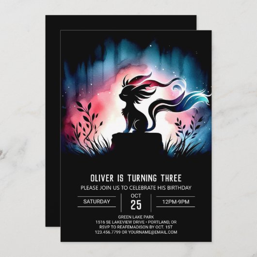 Dreamy Digital Cat Geburtstag Einladung (Vorne/Hinten)