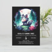 Dreamy Digital Wolf Geburtstag Einladung (Stehend Vorderseite)