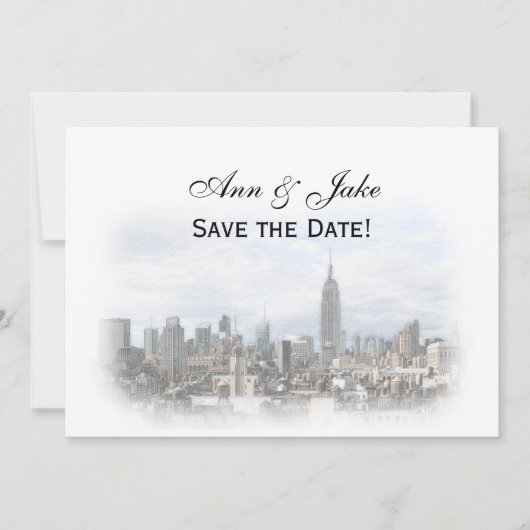 Dreamy Dk Gray NYC Skyline Save the Date H Einladung (Vorderseite)