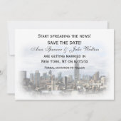 Dreamy Dk Gray NYC Skyline Save the Date H Einladung (Rückseite)